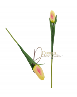 Tulipán szál levéllel / 38 cm. Fényes szirom