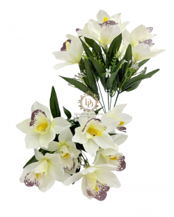 Fényes szirmú orchideacsokor / 40 cm. 7 főszál Fehér Fényes szirmú orchideacsokor / 40 cm. 7 főszál Fehér