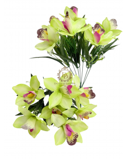 Fényes szirmú orchideacsokor / 40 cm. 7 főszál Limezöld Fényes szirmú orchideacsokor / 40 cm. 7 főszál Limezöld