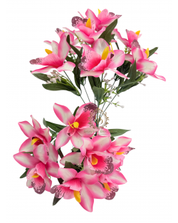 Fényes szirmú orchideacsokor / 40 cm. 7 főszál Pink antik Fényes szirmú orchideacsokor / 40 cm. 7 főszál Pink antik