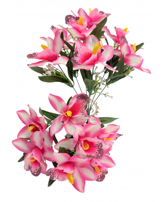 Fényes szirmú orchideacsokor / 40 cm. 7 főszál Pink antik