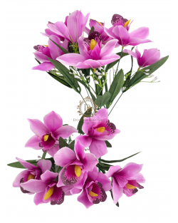 Fényes szirmú orchideacsokor / 40 cm. 7 főszál Lila Fényes szirmú orchideacsokor / 40 cm. 7 főszál Lila