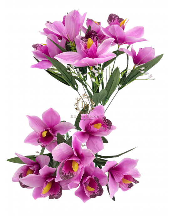 Fényes szirmú orchideacsokor / 40 cm. 7 főszál Lila
