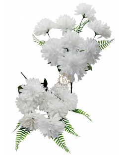 Merevszirmú Krizantémcsokor-Alap kivitel / 44cm. 8 fej Hófehér 