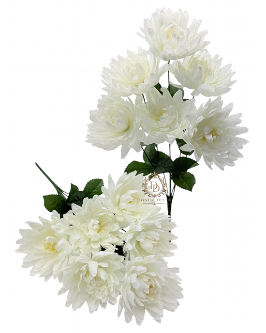 Krizantémcsokor / 43cm 6 fej Törtfehér