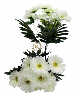 Nagyméretű dús gerberacsokor pálmalevéllel /  50cm. 13 főszál Fehér